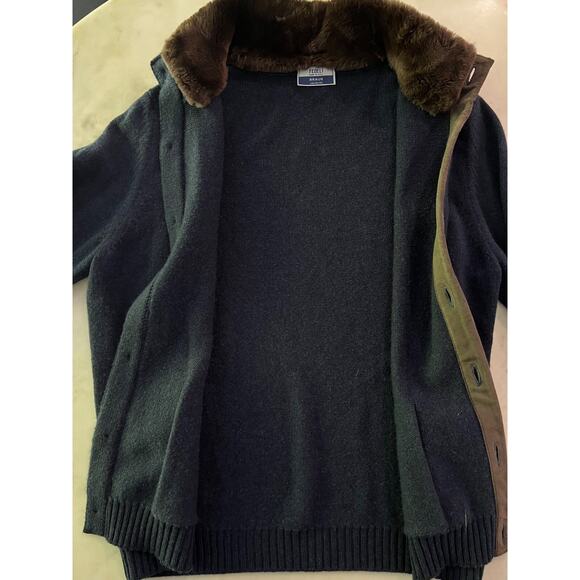 $3000 Fedeli Cashmere Cardigan with Castorino Fur Collar & Suede trim IT54 XL - Picture 4 of 12